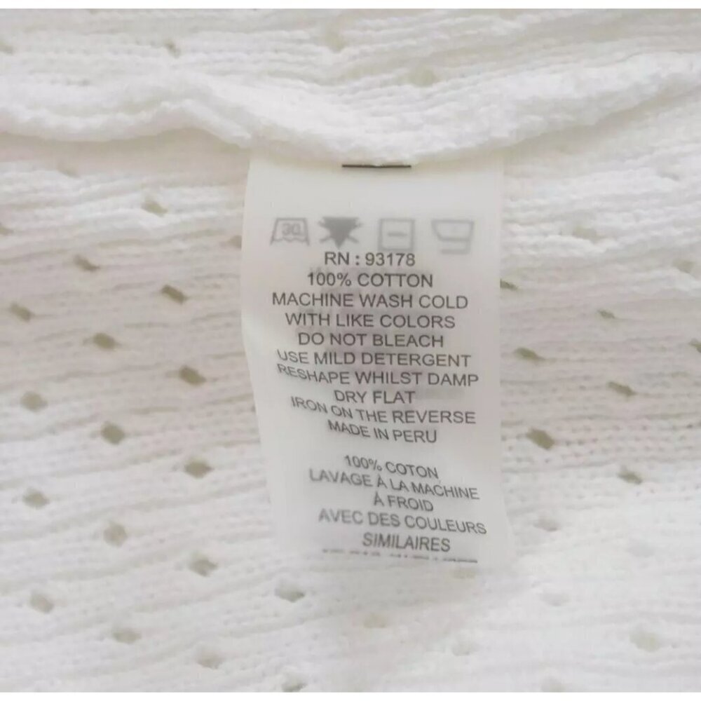 ELIE TAHARI NOVELTY STITCH WHITE COTTON SWEATER - Picture 9 of 9